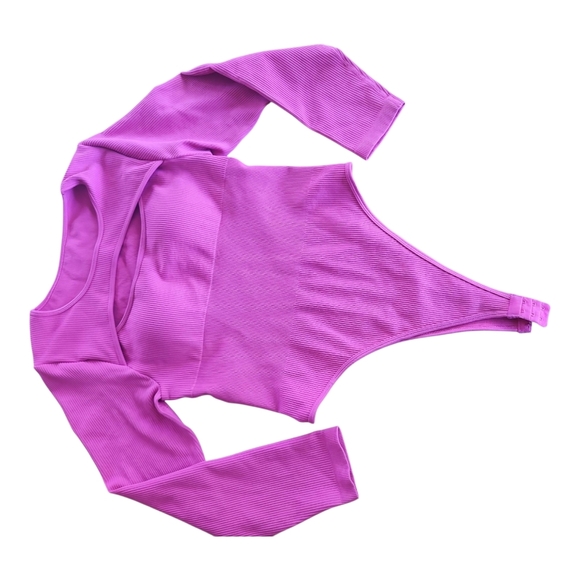 Magenta Long Sleeve Bodysuit – Size Large, Padded Cups, Stretch Fit, No Tags - Picture 4 of 7